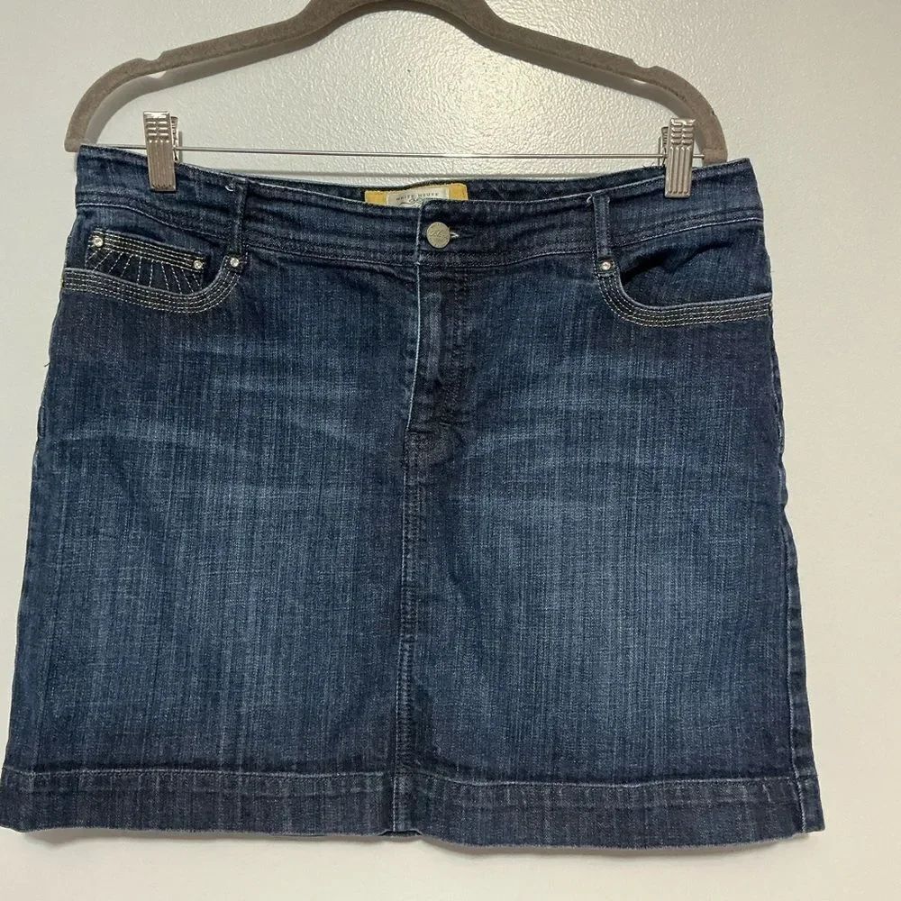 White House Black Market Dark Denim Mini Skirt size 14